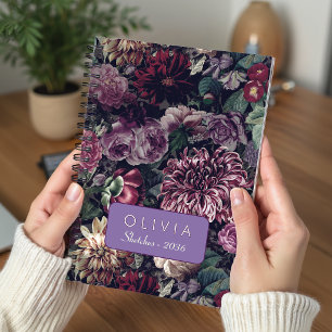Vintage Colorful Floral Monogrammed Notebook