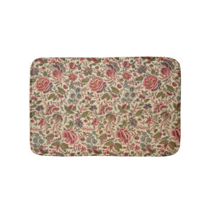 Vintage Colorful Floral Print Bath Mat