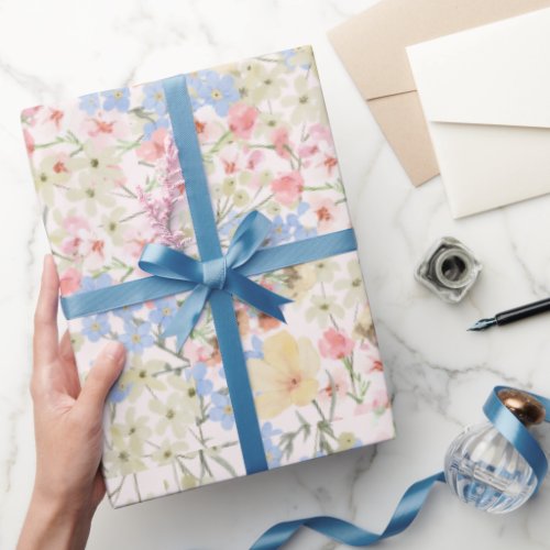 Vintage Colorful Floral Print Wrapping Paper