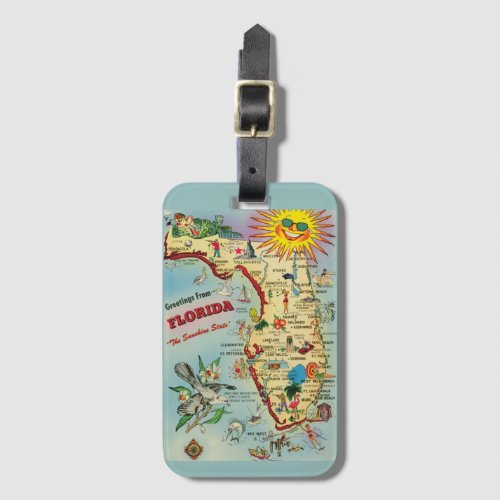 Vintage Colorful Florida Map Luggage Tag