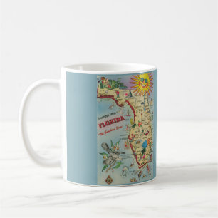 Vintage Colorful Florida Postcard Map Mug