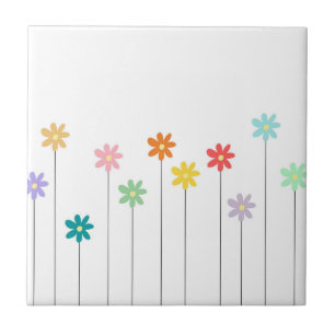Vintage Colorful Flower Ceramic Tile