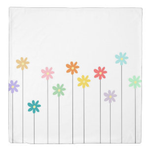 Vintage Colorful Flower Duvet Cover