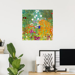 Vintage Colorful Flower Garden by Gustav Klimt  Poster
