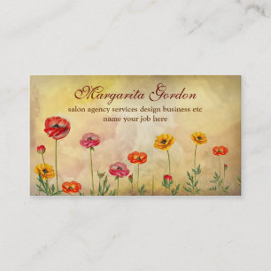vintage colorful flowers business cards