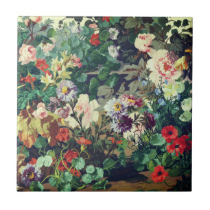 Vintage colorful flowers floral painting ceramic tile