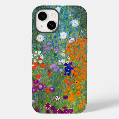 Vintage Colorful Flowers in Garden  Gustav Klimt Case_Mate iPhone 14 Case