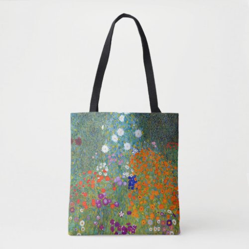 Vintage Colorful Flowers in Garden  Gustav Klimt Tote Bag