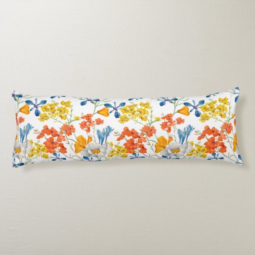 Vintage Colorful Flowers Pattern Body Pillow