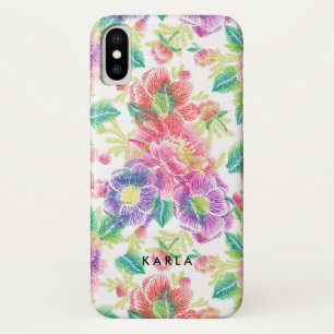 Vintage Colorful Flowers Pattern iPhone X Case