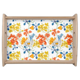 Vintage Colorful Flowers Pattern Serving Tray