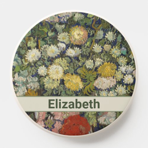 Vintage Colorful Flowers with Add Name Template PopSocket