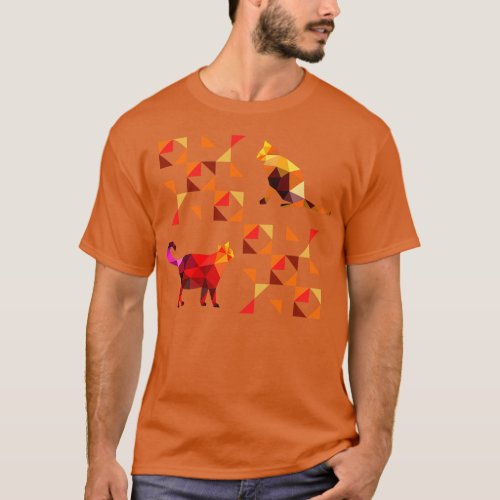 Vintage Colorful Geometric Cats Modern T_Shirt