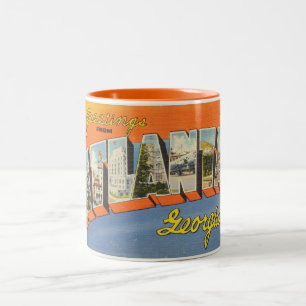 Vintage Colorful Greetings From Atlanta Georgia Two-Tone Coffee Mug