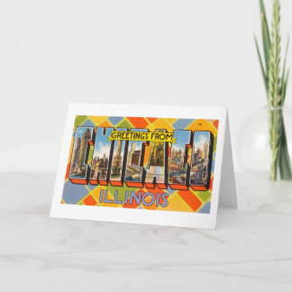 Vintage Colorful Greetings From Chicago Illinois Card