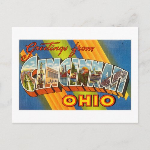 Vintage Colorful Greetings From Cincinnati Ohio Postcard