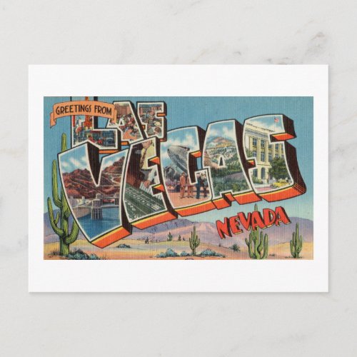 Vintage Colorful Greetings From Las Vegas Nevada Postcard