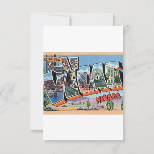 Vintage Colorful Greetings From Las Vegas Nevada Save The Date