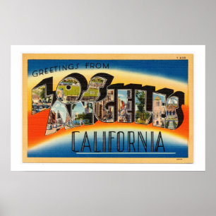 Vintage Colorful Greetings From Los Angeles Poster