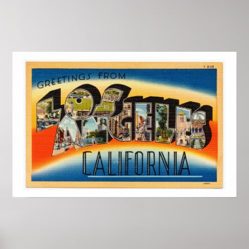 Vintage Colorful Greetings From Los Angeles Poster