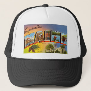 Vintage Colorful Greetings From Maine Trucker Hat