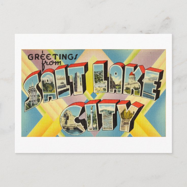 Vintage Colorful Greetings From Salt Lake City Postcard Zazzle