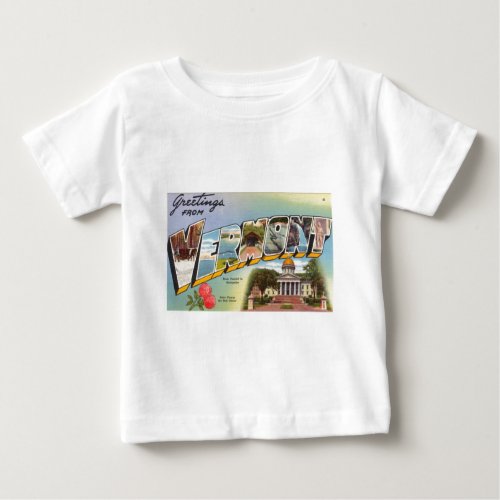 Vintage Colorful Greetings From Vermont Baby T_Shirt