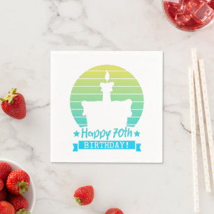 Vintage Colorful Happy 70th birthday Cake Napkins