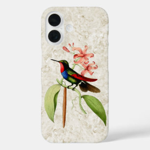 Vintage Colorful Hummingbird Pink Orchid iPhone 16 Case