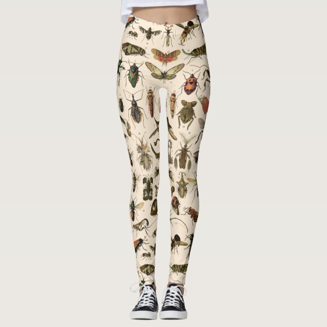 Vintage Colorful Insects Entomology Taxonomy Leggings (Front)