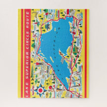 Vintage Colorful Lake Superior Route