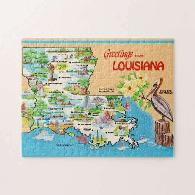 Vintage Colorful Louisiana  Jigsaw Puzzle (Horizontal)