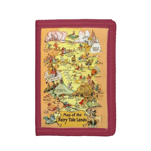 Vintage Colorful Map of the Fairy Tale Lands Trifold Wallet