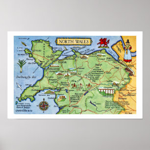 Vintage Colorful North Wales Print