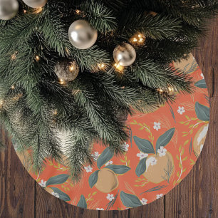 Vintage Colorful Orange Seamless Pattern Brushed Polyester Tree Skirt