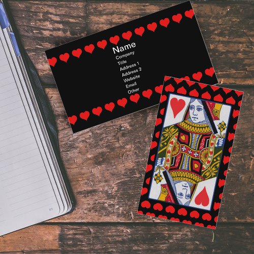 Vintage Colorful Ornate Queen of Hearts Business Cards