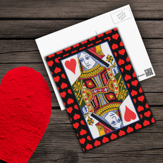 Vintage Colorful Ornate Queen of Hearts Postcard