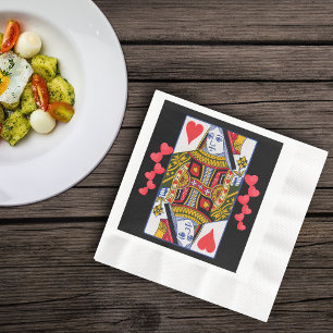 Vintage Colorful Ornate Queen With Hearts Paper Napkins