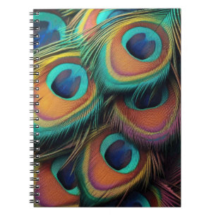 Vintage Colorful Peacock Feathers Pattern Notebook