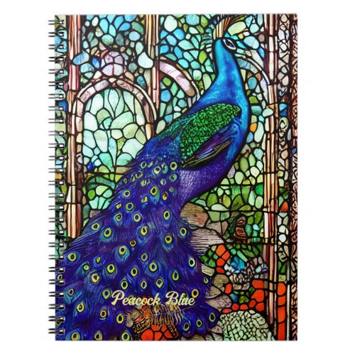 Vintage Colorful Peacock Stained Glass Notebook