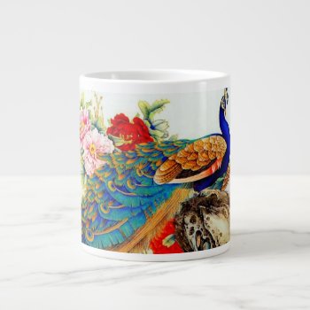 Vintage Colorful Peacocks Large Coffee Mug by ArtsofLove at Zazzle