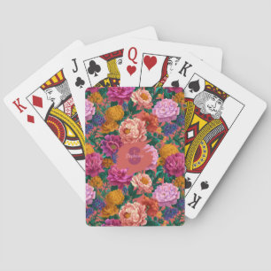 Vintage Colorful Peony Pattern Poker Cards