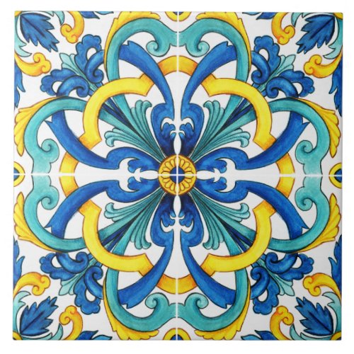 Vintage Colorful Portuguese III Ceramic Tile