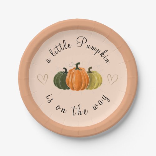 Vintage Colorful Pumpkin Baby Shower Autumn Fall Paper Plates