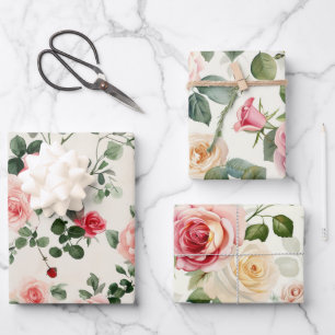 Vintage Colorful Roses Mother's Day Wrapping Paper Sheets