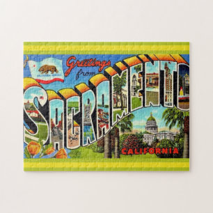 Vintage Colorful Sacramento CA Jigsaw Puzzle