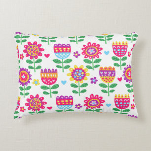 vintage colorful seamless pattern with cheerful fl accent pillow