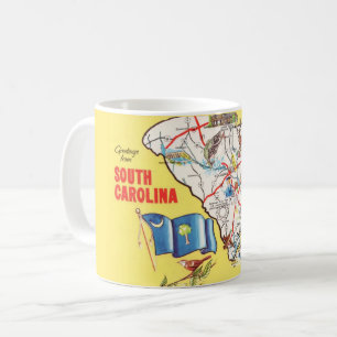 Vintage Colorful South Carolina Map Mug
