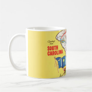 Vintage Colorful South Carolina Map Mug 