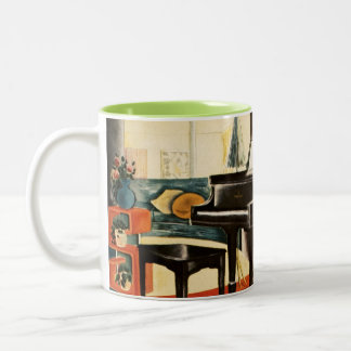 Vintage Colorful Steinway Piano Instrument Ad Art Two-Tone Coffee Mug